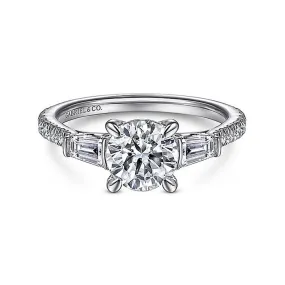 14K White Gold 'Tierra' Three Stone Diamond Engagement Ring