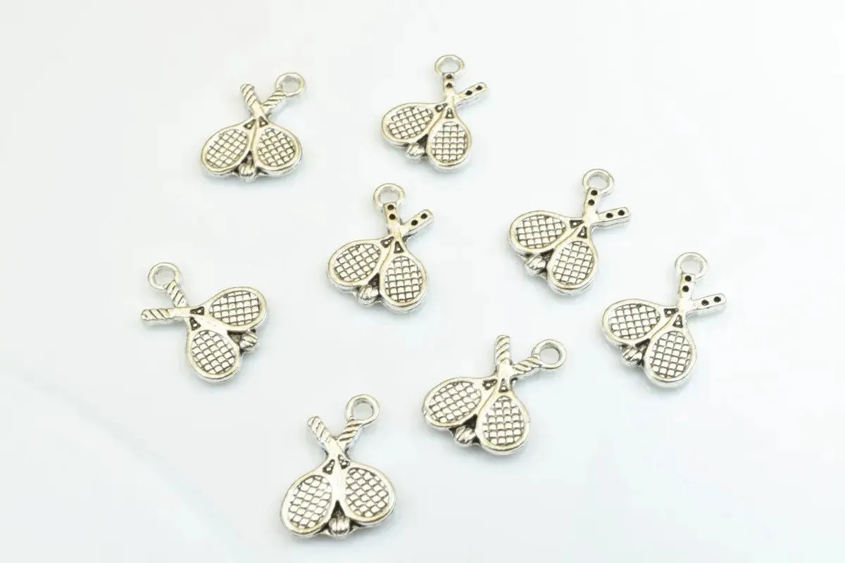 15 PCs Tennis Racket Charms Alloy Antique Silver Size 19x14mm Jump Ring Size 2mm For Jewelry Making