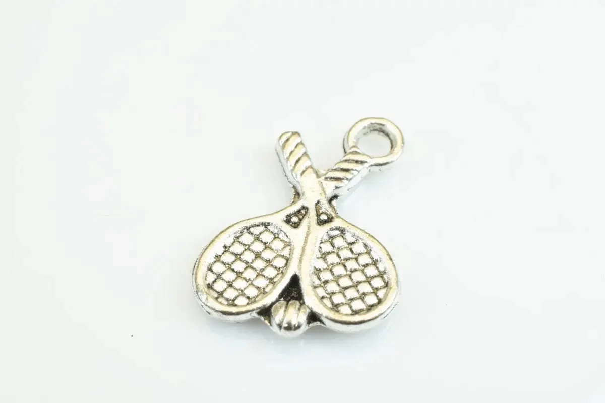 15 PCs Tennis Racket Charms Alloy Antique Silver Size 19x14mm Jump Ring Size 2mm For Jewelry Making