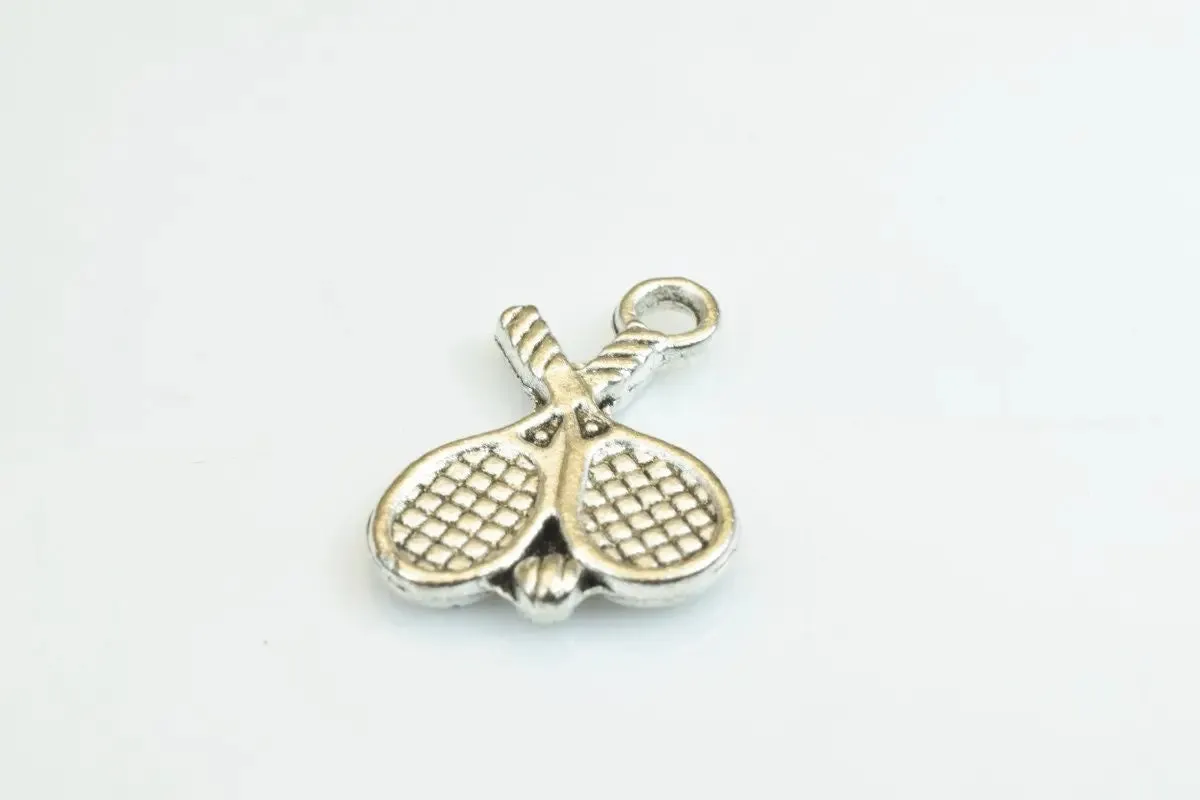 15 PCs Tennis Racket Charms Alloy Antique Silver Size 19x14mm Jump Ring Size 2mm For Jewelry Making