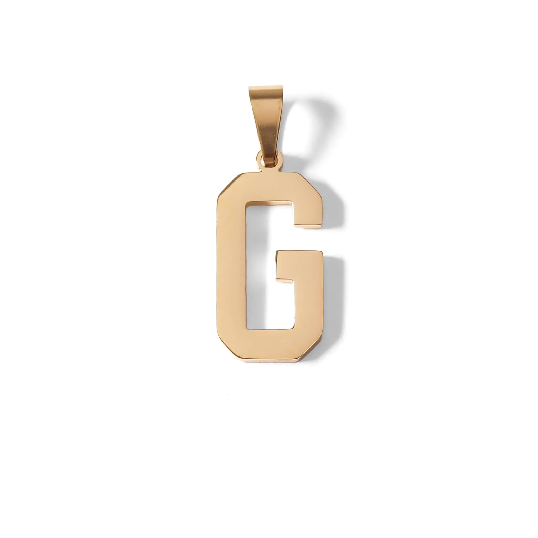 18K Gold PVD Coated Stainless Steel Sports Letter Pendant / PDS0004