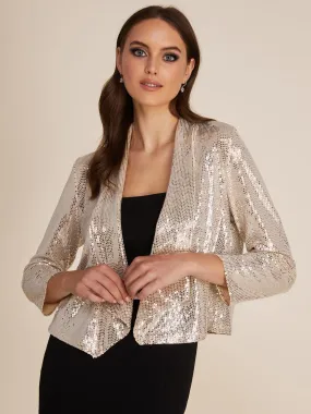 3/4 Sleeve Allover Sequin Cover-Up