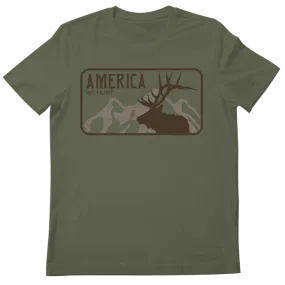 America We Hunt Elk Tee-Military Green Frost