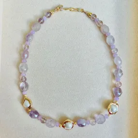 Amethyst, Ametrine & Baroque Pearl Charm Necklace