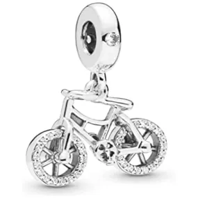 Bicycle Bike Silver Dangle Pendant