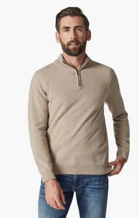 Cashmere Quarter Zip Sweater In Beige