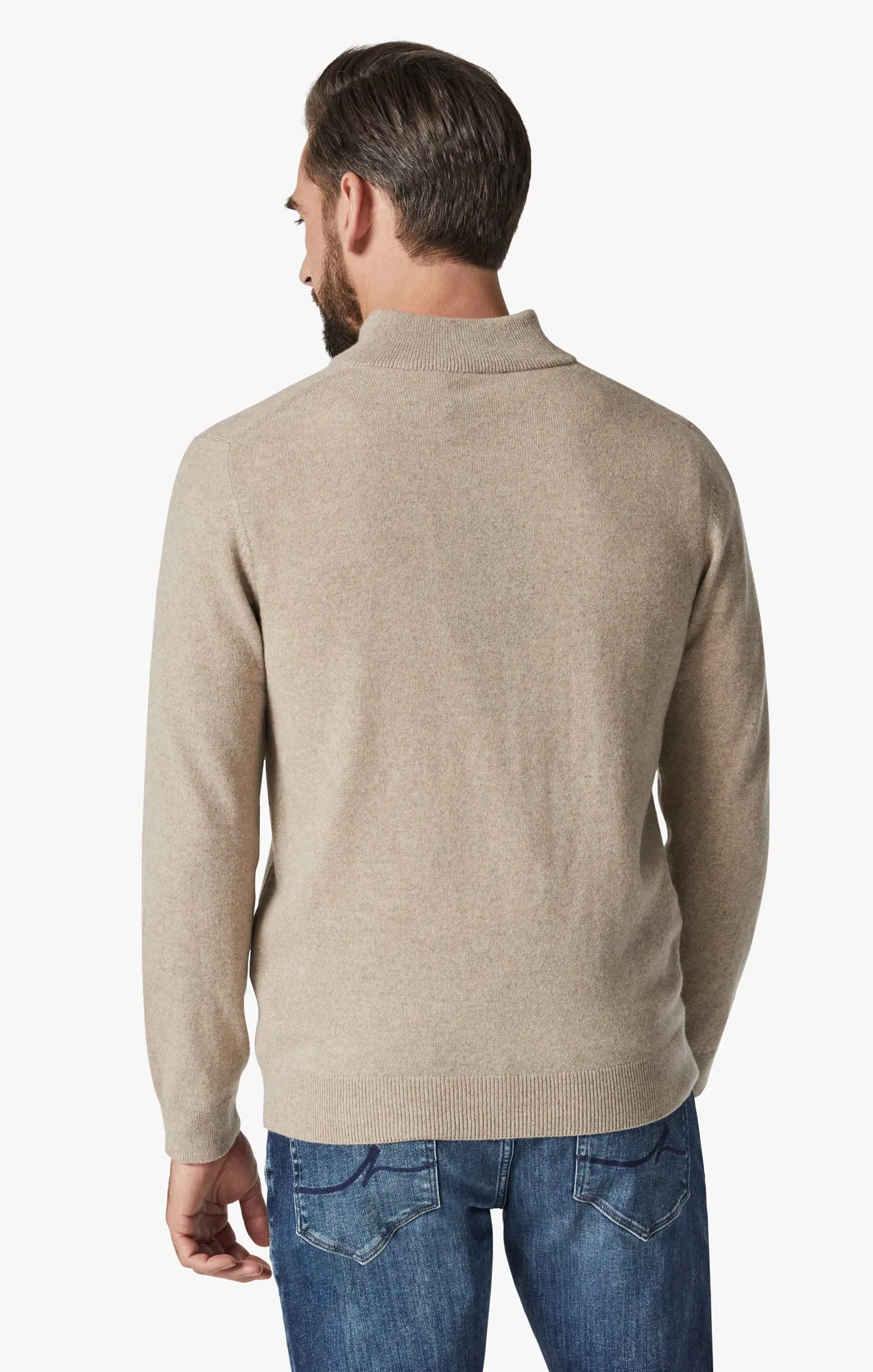 Cashmere Quarter Zip Sweater In Beige