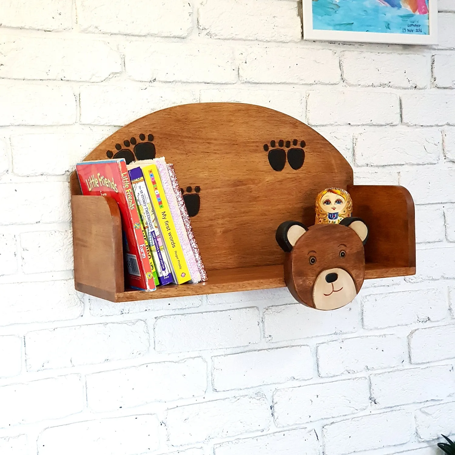 Children's book shelf Bear theme for children's room with mounting pins