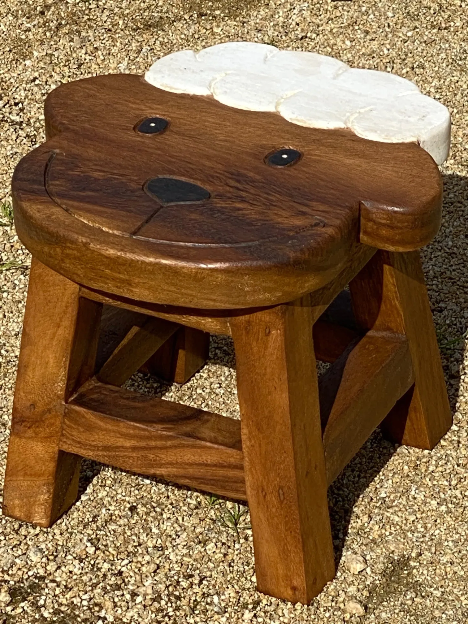 Children's Wooden Stool Smiling Sheep Themed Chair Toddlers Step sitting Stool