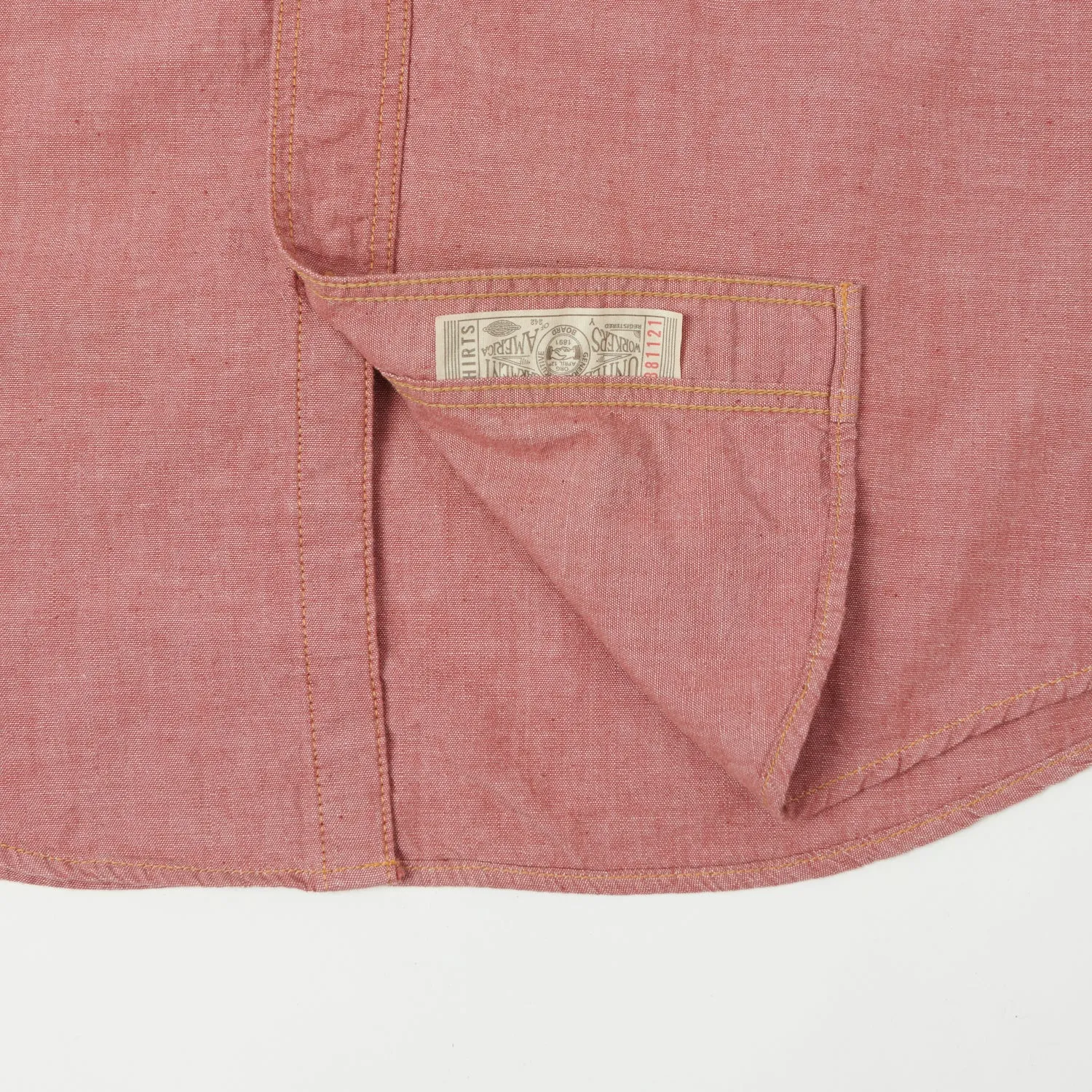 Freewheelers 'Skid Row' Chambray Shirt - Red Chambray