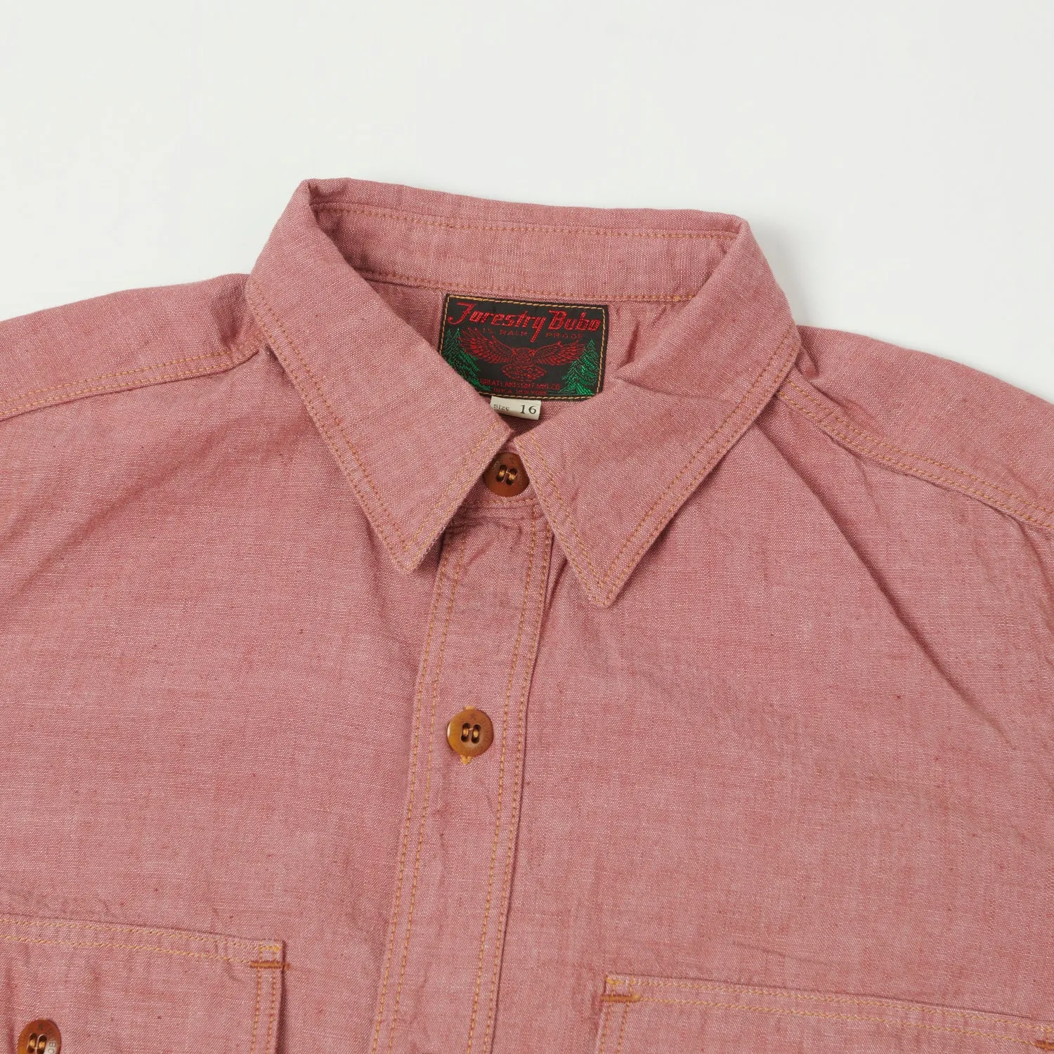 Freewheelers 'Skid Row' Chambray Shirt - Red Chambray