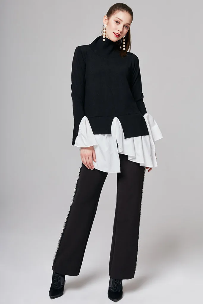 Helen Ruffle-Trimmed Knit Top