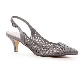 Lady Couture Jewel Gray Embellished Dress Heels