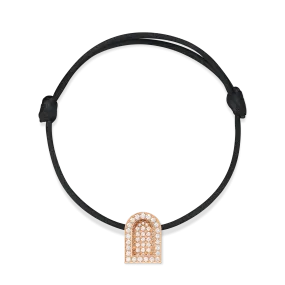 L'Arc Voyage Charm GM, 18k Rose Gold with Colisée Diamonds on Silk Cord