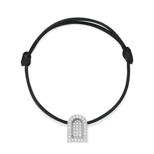 L'Arc Voyage Charm GM, 18k White Gold with Colisée Diamonds on Silk Cord