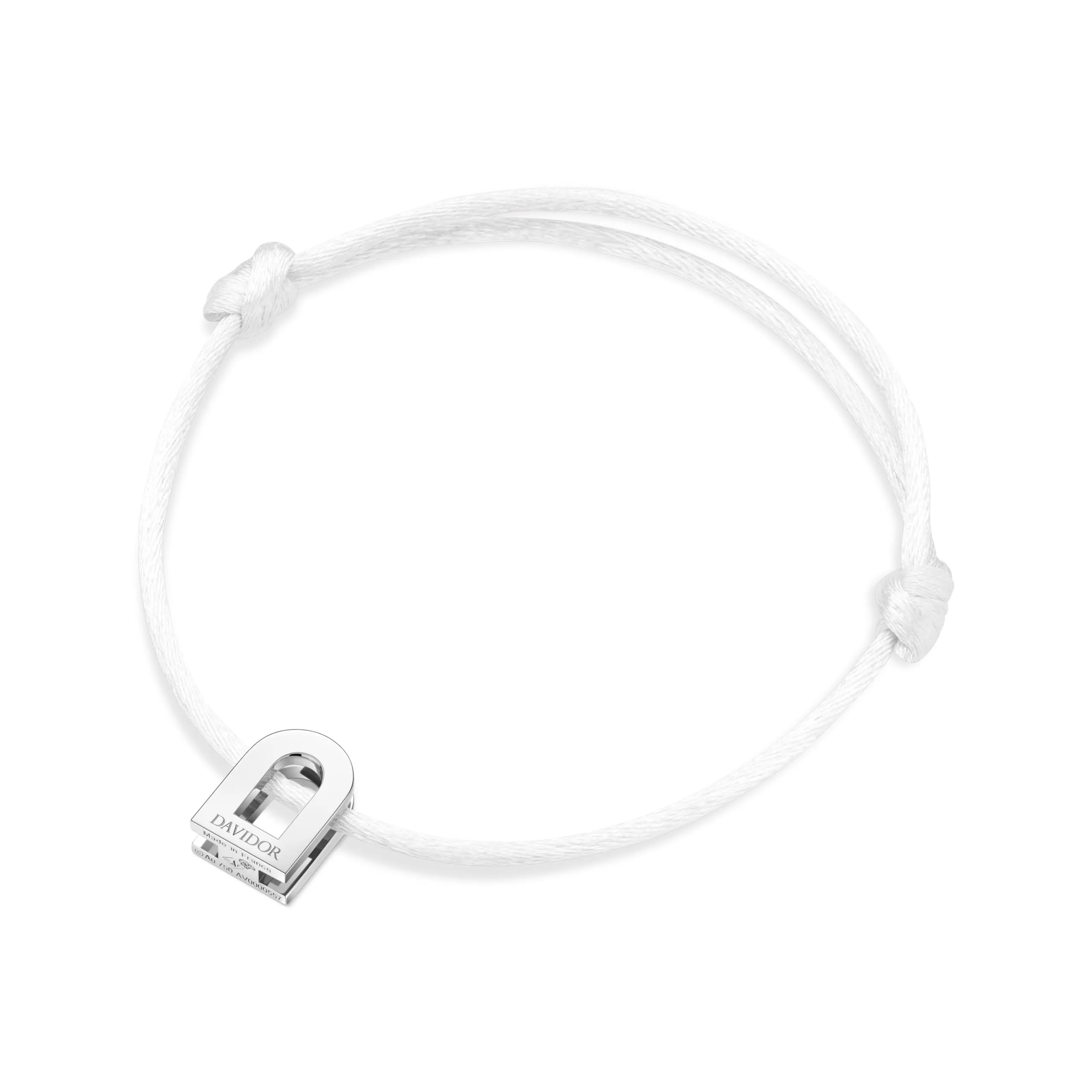 L'Arc Voyage Charm PM 18k White Gold Silk Cord Bracelet