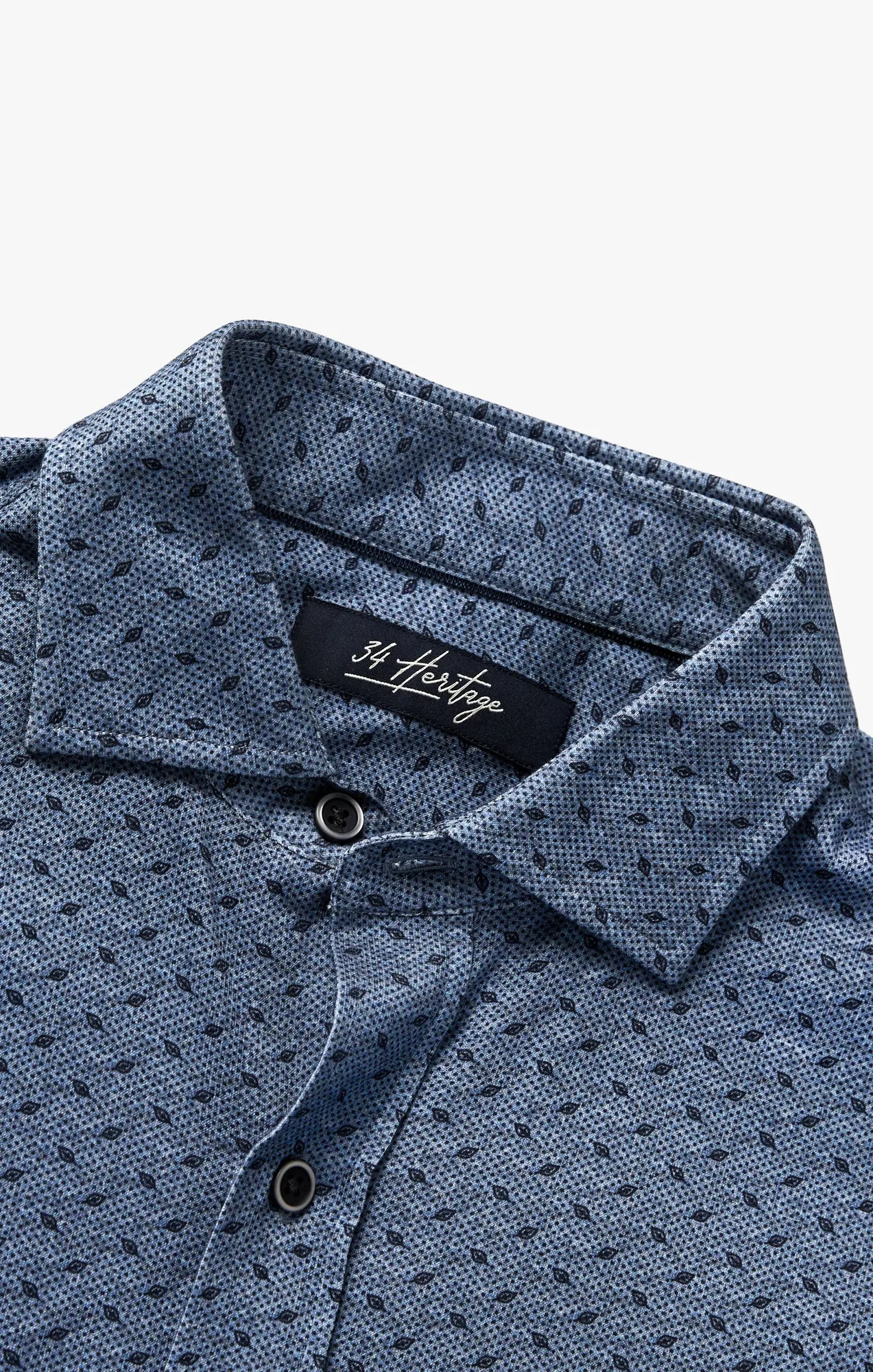 Leaf Design Shirt in Indigo Melange