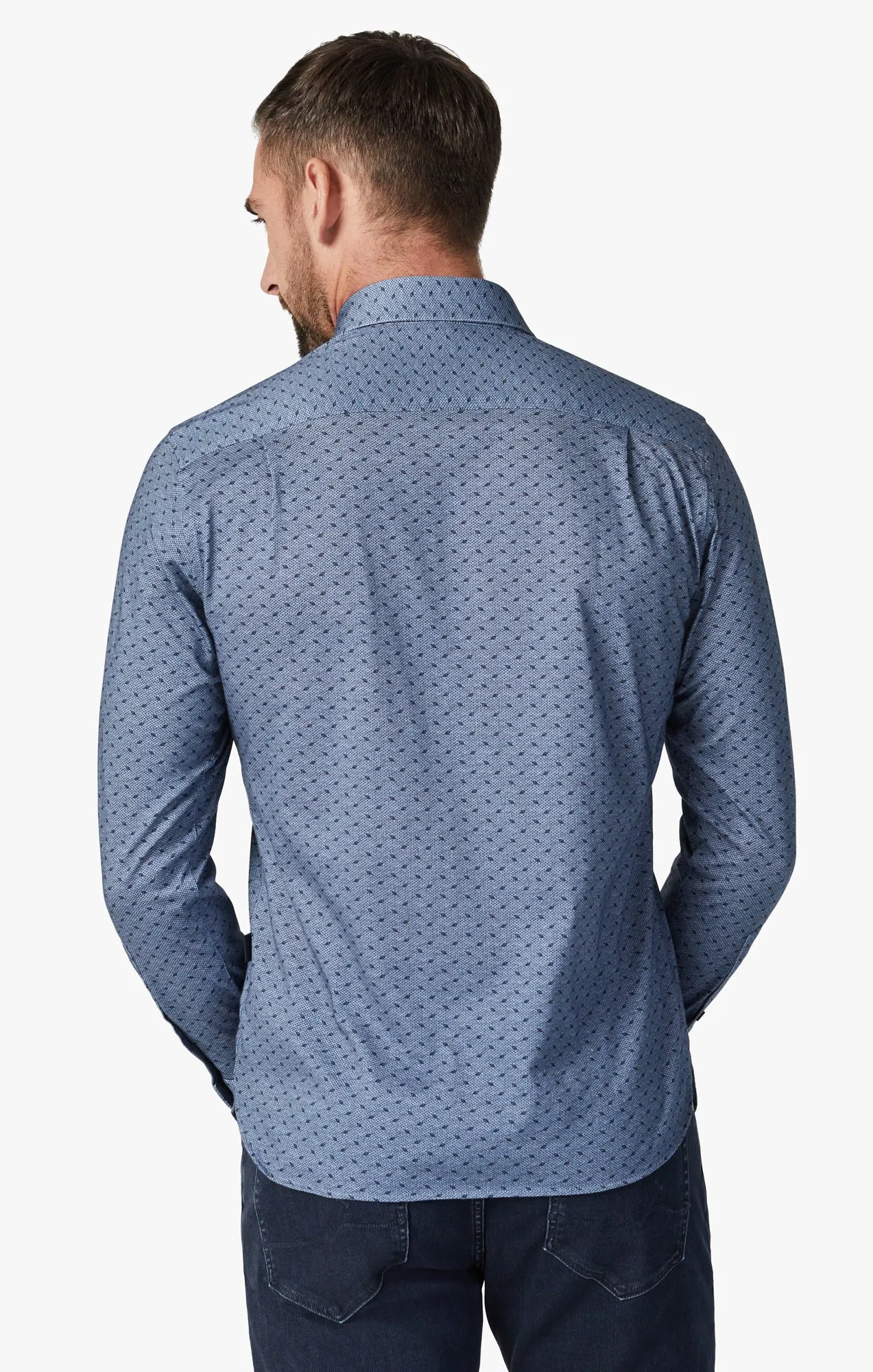 Leaf Design Shirt in Indigo Melange