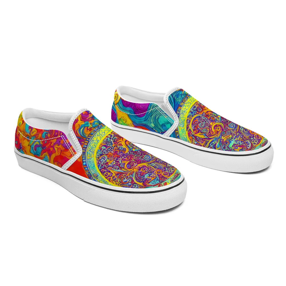 Mandala Pattern Collection - Unisex Slip-On Canvas Sneakers