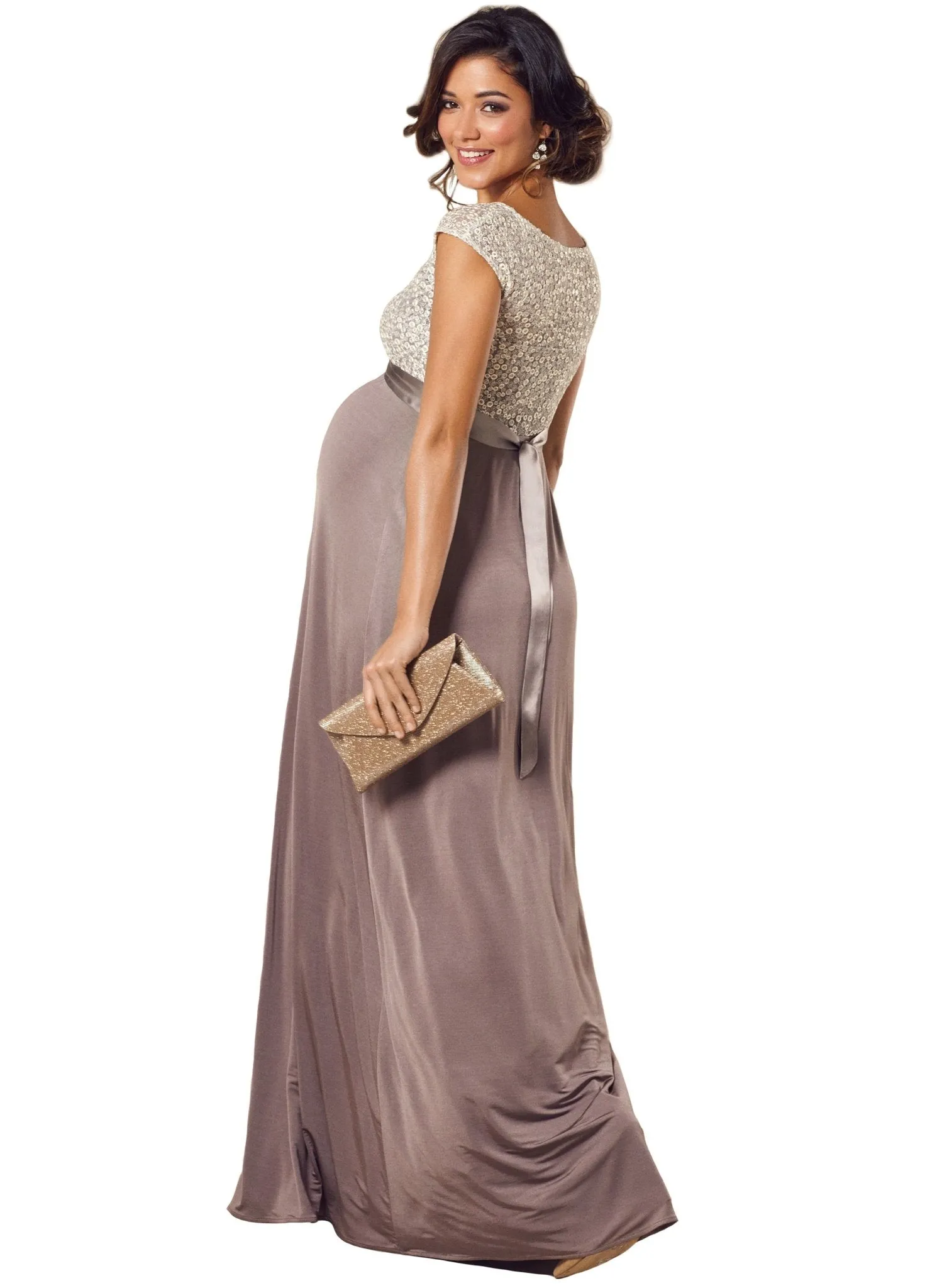 Mia Maternity Gown - Dusky Truffle