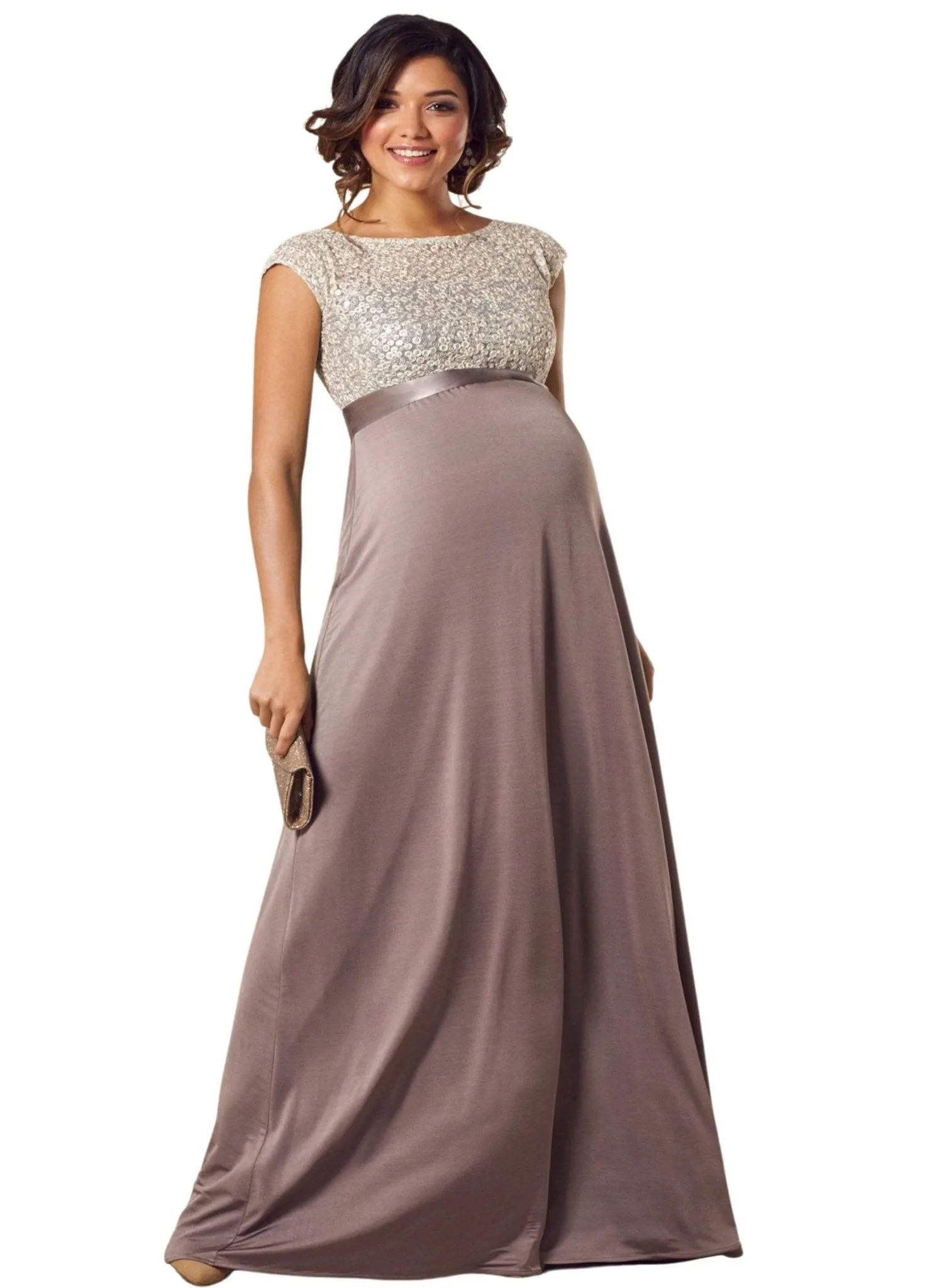 Mia Maternity Gown - Dusky Truffle