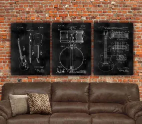 Music Patent Print Set on Canvas