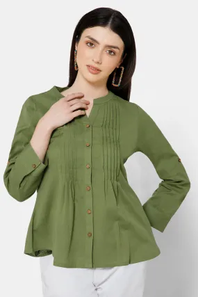 Mythri Women's Regular Casual top - Green - TO20