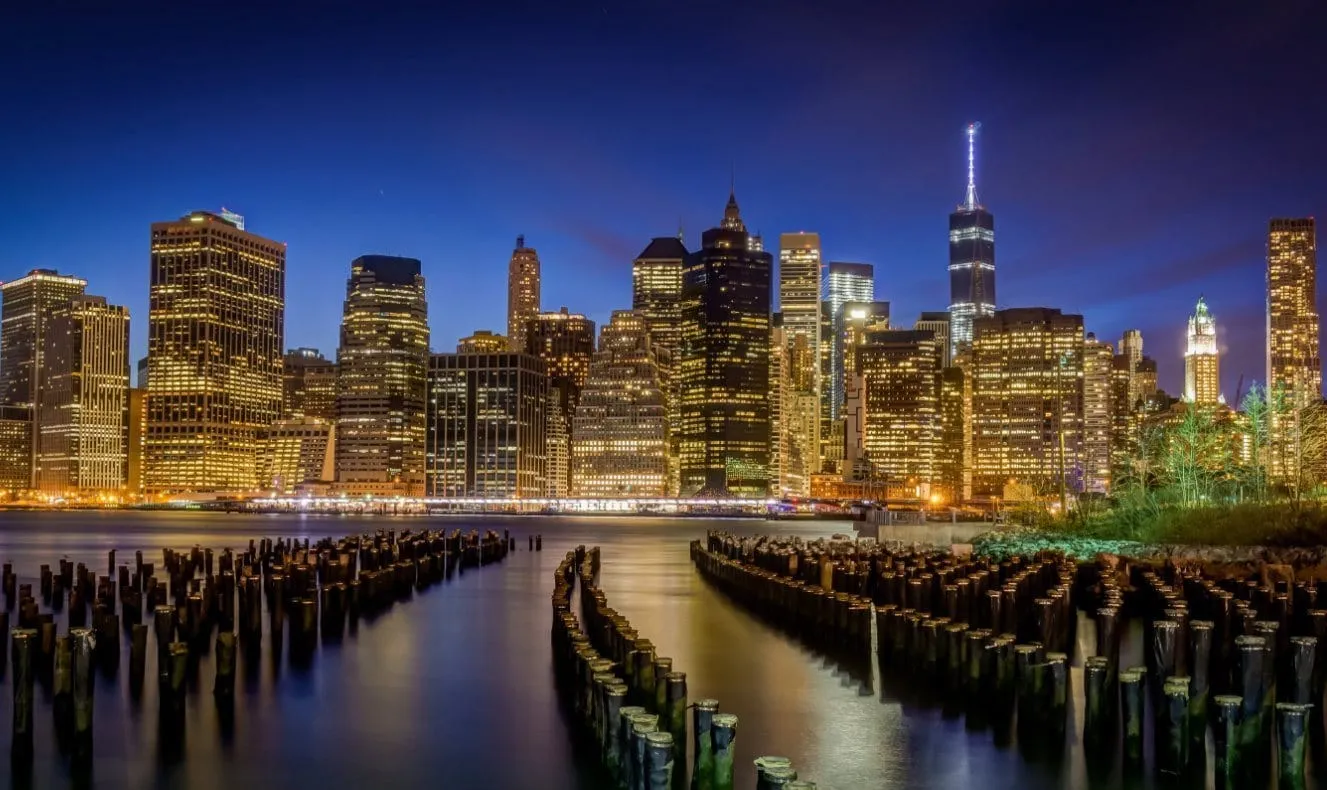 NYC Skyline at Night Canvas Wall Art