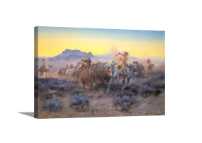 Roping Fresh Mounts | Charles Russell Masters Classic Art in Gallery Wrapped Canvas | Various Sizes