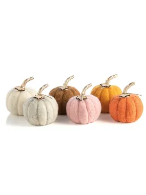 Shiraleah Assorted Set of 6 Felt Decorative Pumpkins, Multi