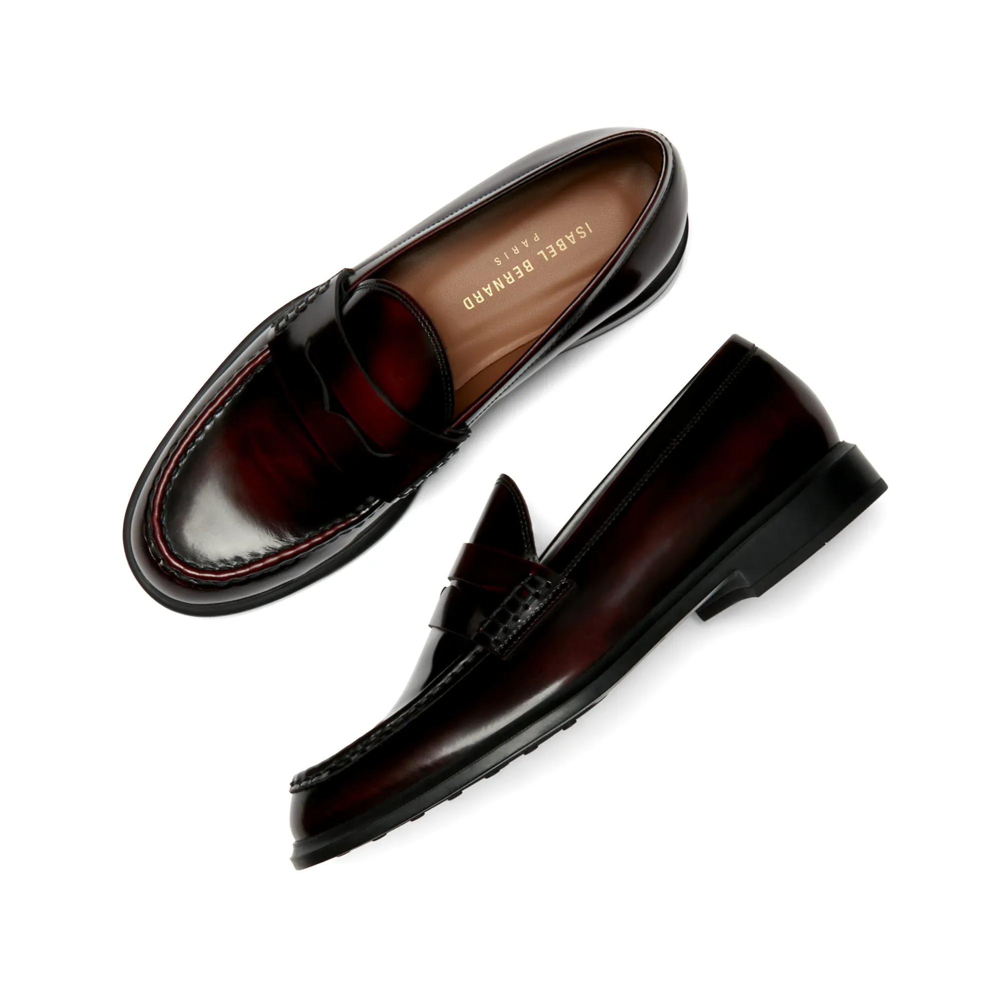 Vendôme Blandine bordeaux spazzolato leather loafers