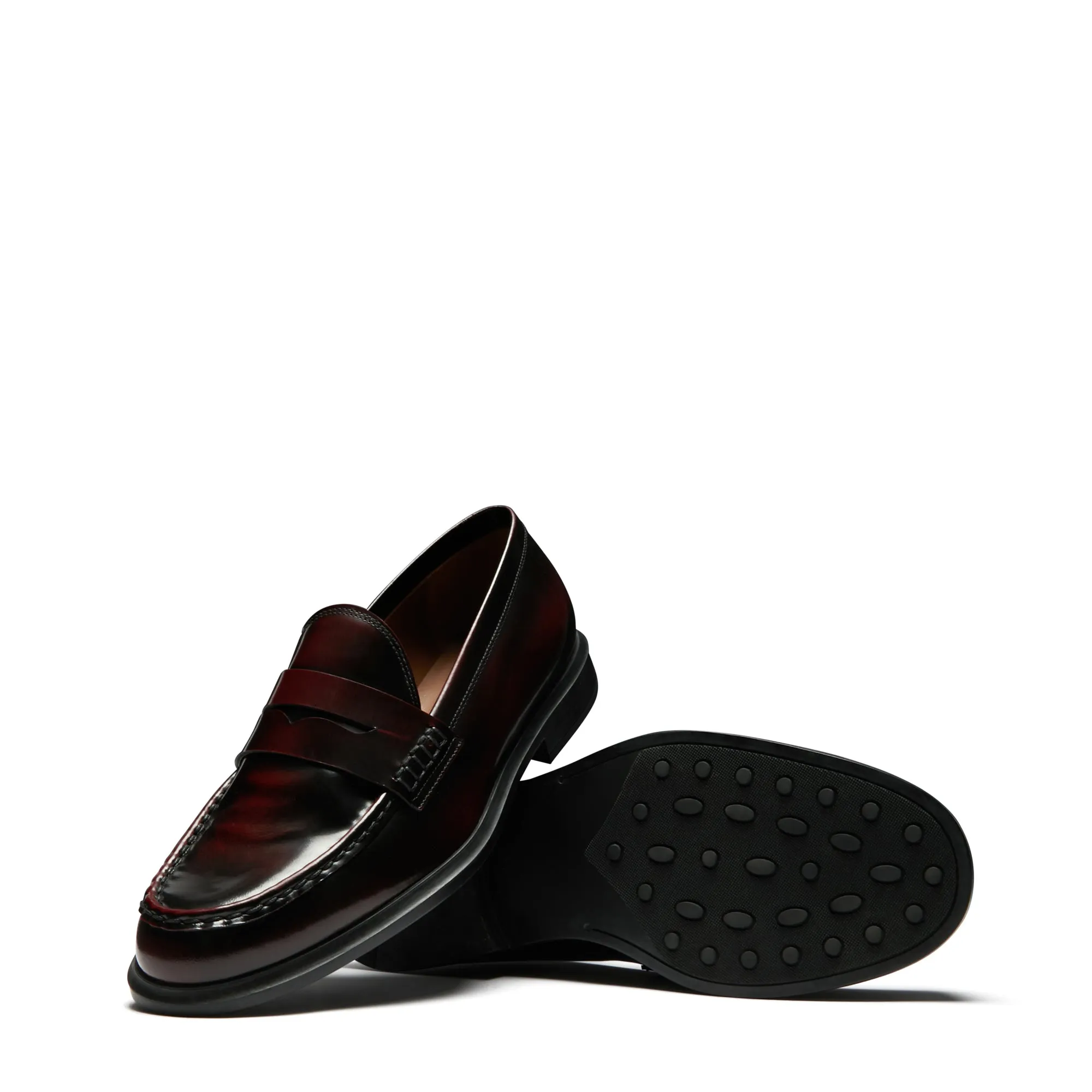 Vendôme Blandine bordeaux spazzolato leather loafers