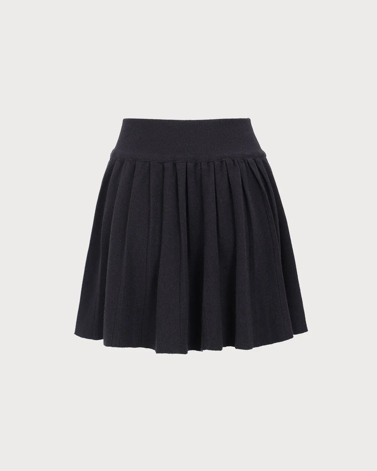 Women's Black Knit Pleated A-line Mini Skirt